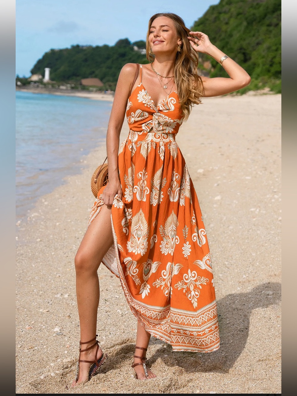 Cupshe Women’s Evening Sun Ornate Maxi Dress SZ XL Spaghetti Strap New Floral